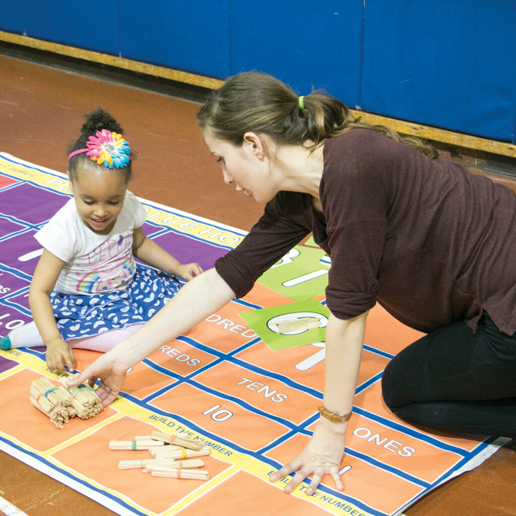 Place value mat with manipulatives