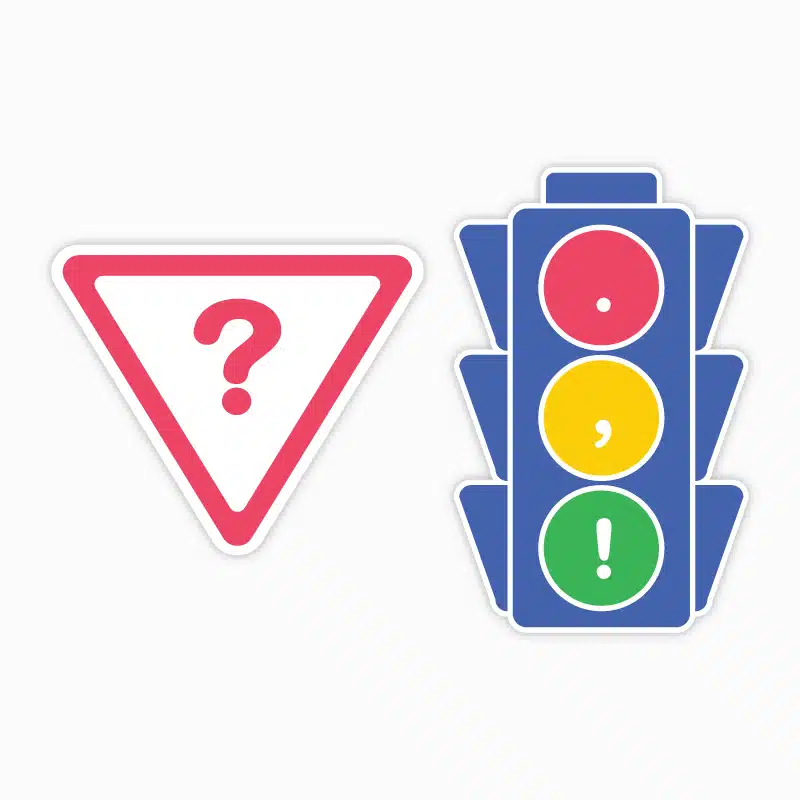 street sign punctuation stickers