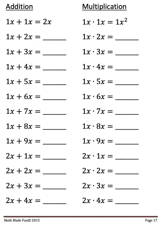 Oodles of Algebra Grade 3 Math Book sample page