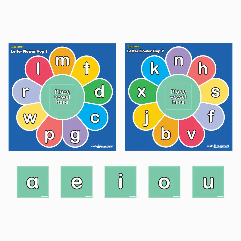letter flowers vowels and consonants making words build a word game word recognition activities