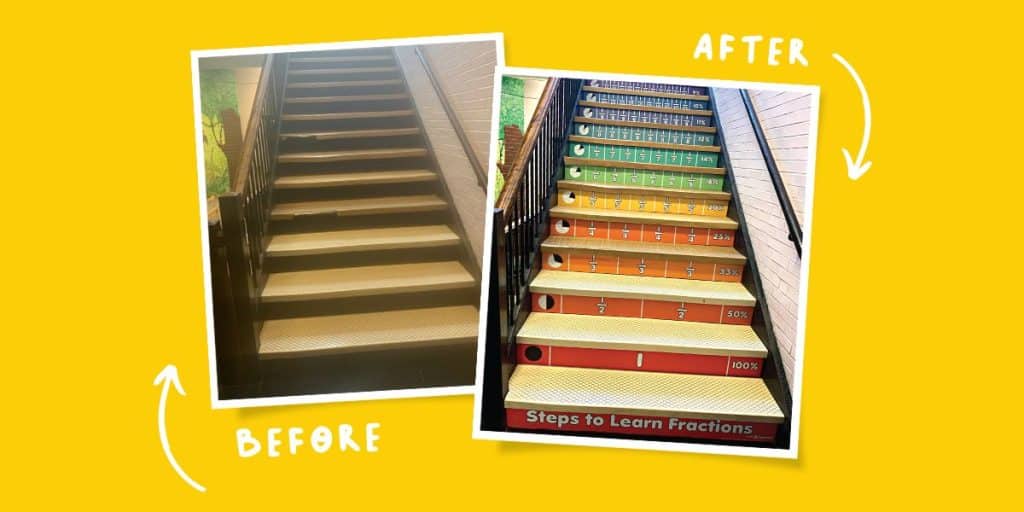 Stair Riser Decal Before and After