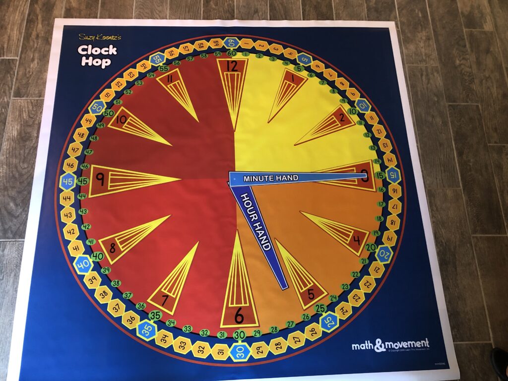 Math Clock Hop with minute and hour hands, math clocks, teaching clock, teaching analog clock, learning clock, interactive clock for kids