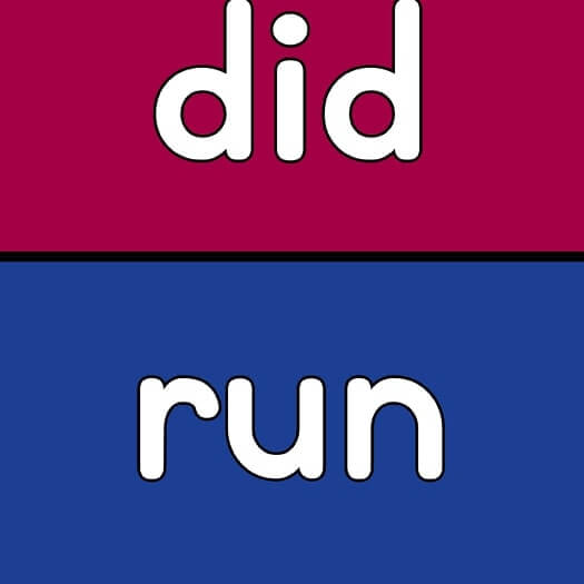 custom word hop floor sticker thumbnail with the words "did" and "run"