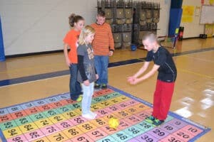 Large 12-sided die on add/subtract mat