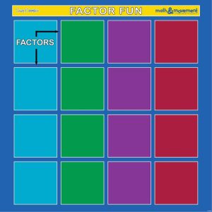 factor fun mat thumbnail, 4 by 4 block grid with blue, green, violet, and red columns