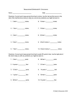 Measurement worksheet #1