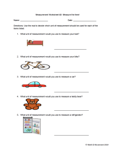 Measurement worksheet #2