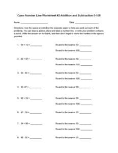 Open Number Line Worksheet