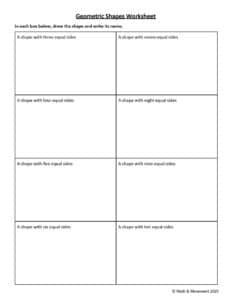 Geometric shapes worksheet