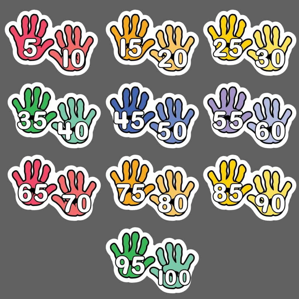 Counting Hands by 5s Wall Stickers Math & Movement