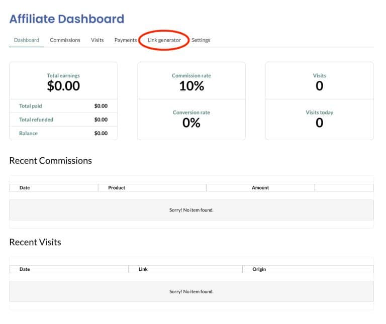 Affiliate Dashboard