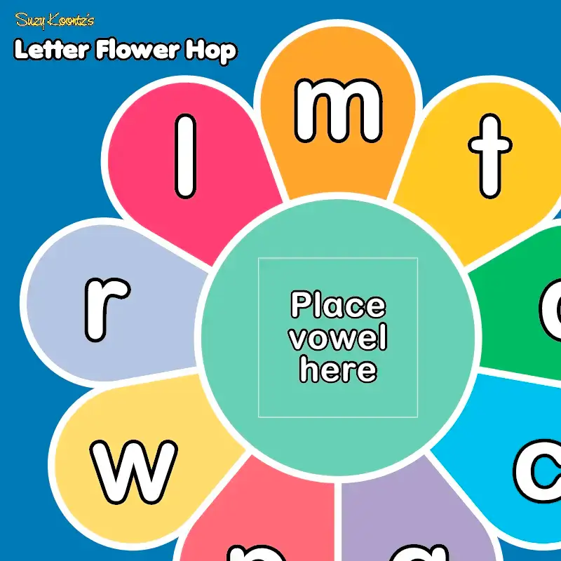 letter flowers vowels and consonants making words build a word game word recognition activities