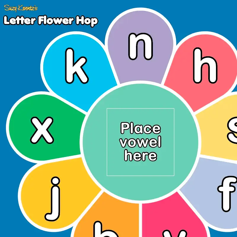 letter flowers vowels and consonants making words build a word game word recognition activities